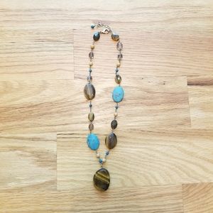 Pretty Blue and Tiger Eye colored stone necklace.